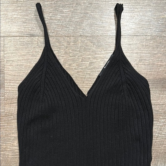 Bershka Black Ribbed Knit vneck spaghetti strap bodycon mini Dress size small - Picture 3 of 9